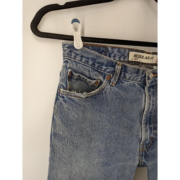 Levi's 505 Regular Fit Denim Jeans Cotton Light Wash Mens W36 L32 MEAS 33 X 26.5 - Picture 5 of 10